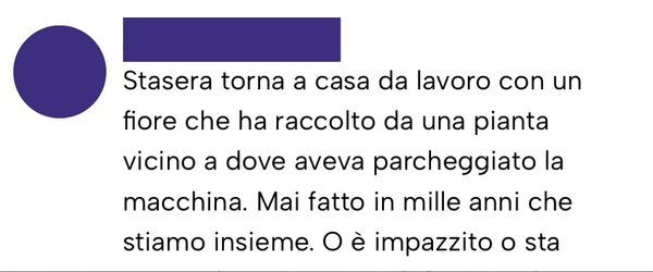 Messaggio da un cliente
