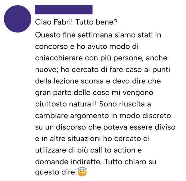 Messaggio da un cliente