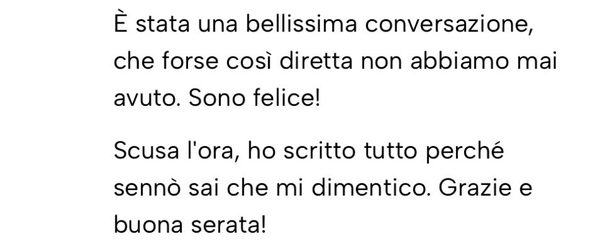 Messaggio da un cliente