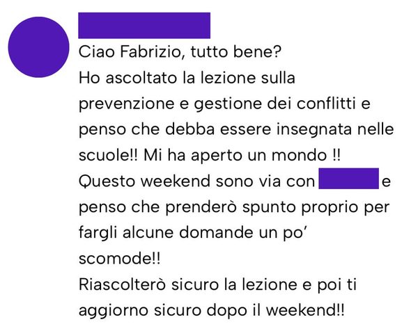 Messaggio da un cliente