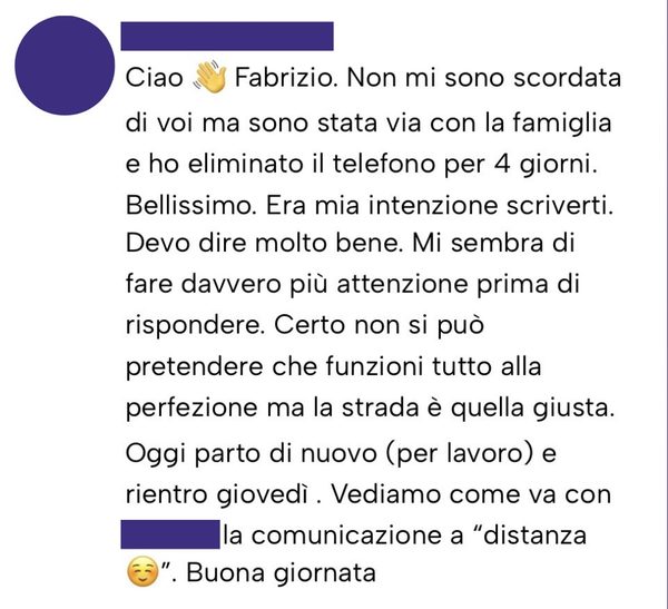 Messaggio da un cliente