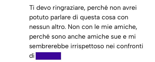 Messaggio da un cliente