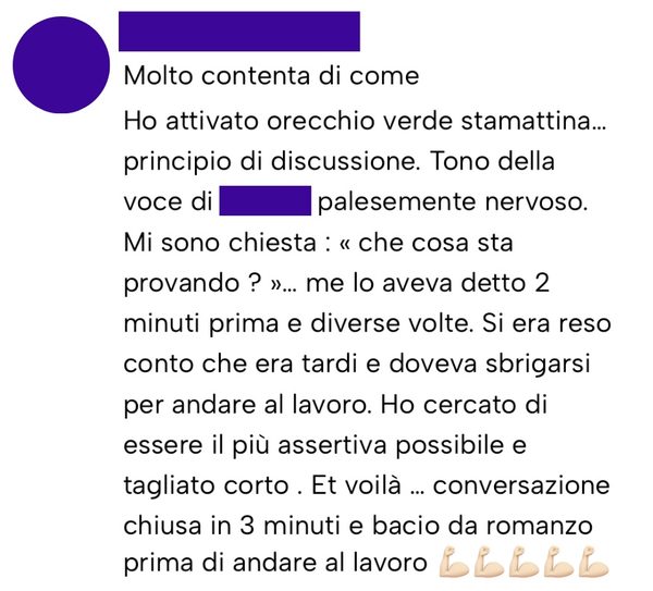 Messaggio da un cliente