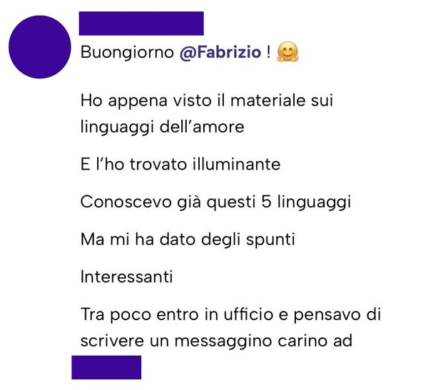 Messaggio da un cliente