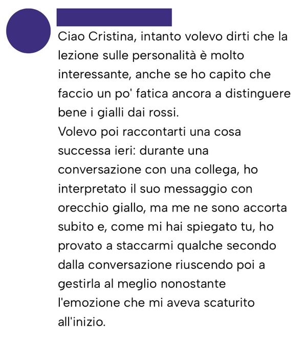 Messaggio da un cliente