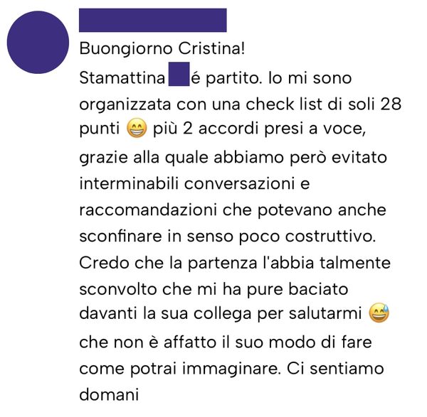 Messaggio da un cliente
