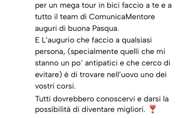 Messaggio da un cliente