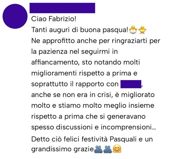 Messaggio da un cliente