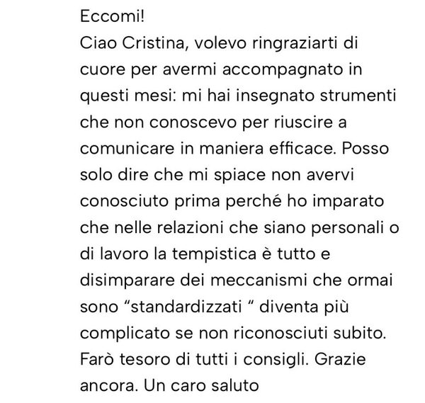 Messaggio da un cliente