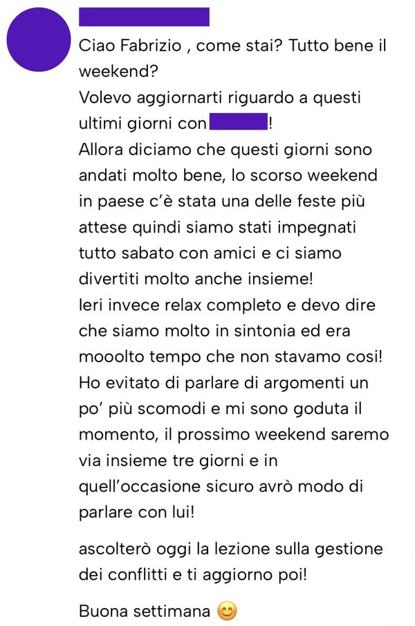 Messaggio da un cliente
