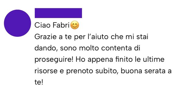 Messaggio da un cliente