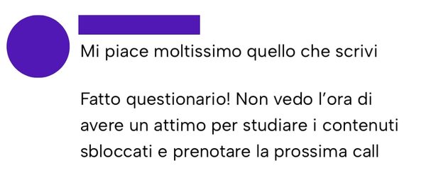 Messaggio da un cliente