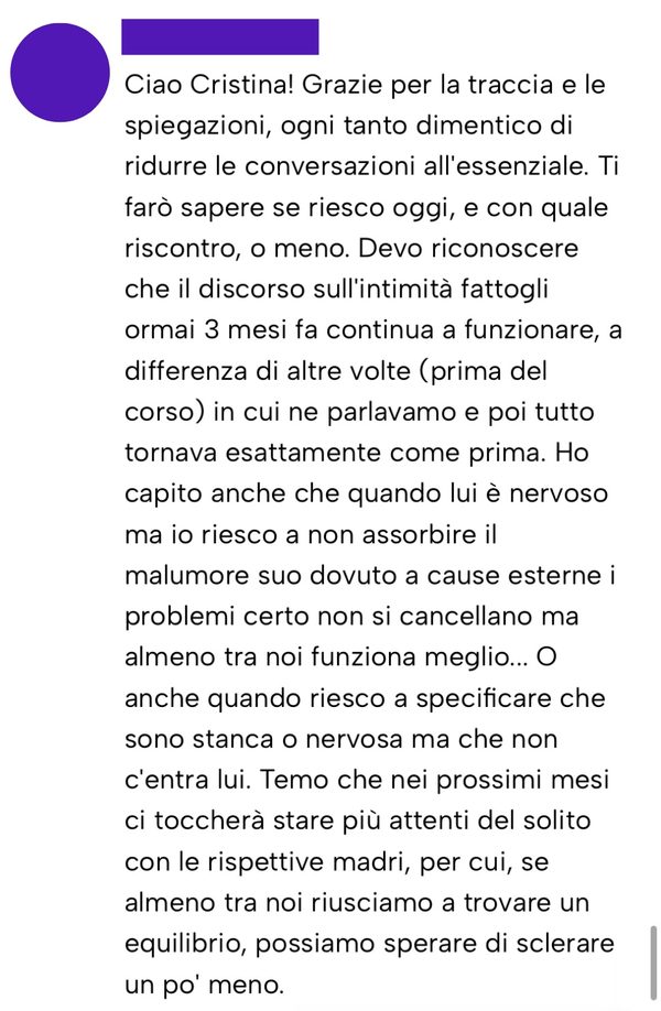 Messaggio da un cliente
