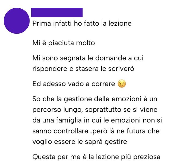 Messaggio da un cliente