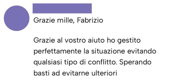 Messaggio da un cliente