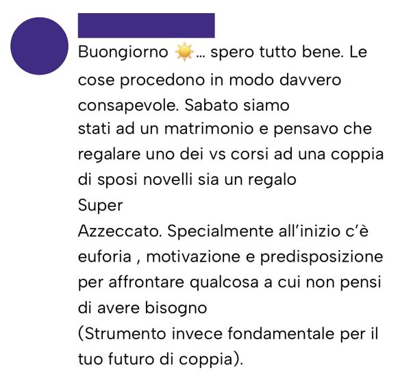 Messaggio da un cliente