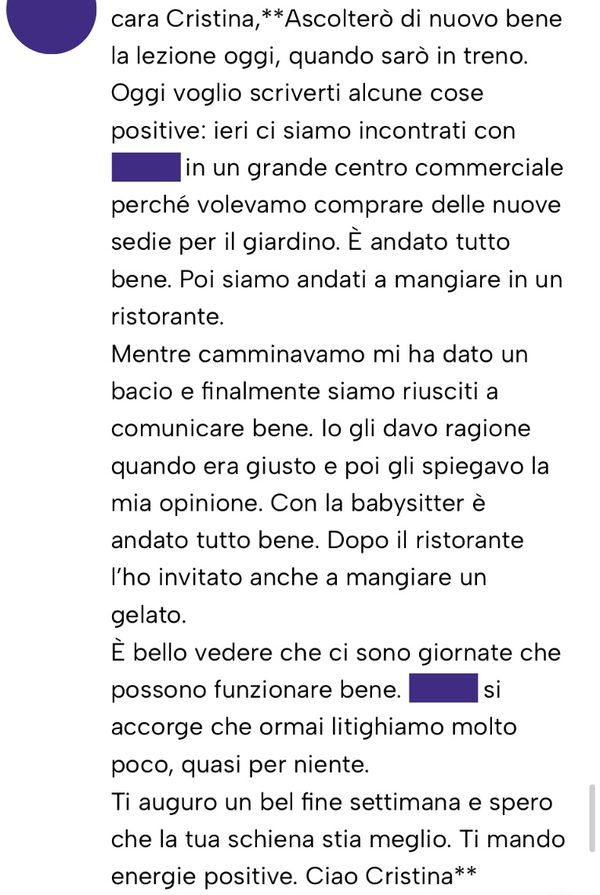 Messaggio da un cliente