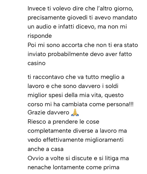 Messaggio da un cliente